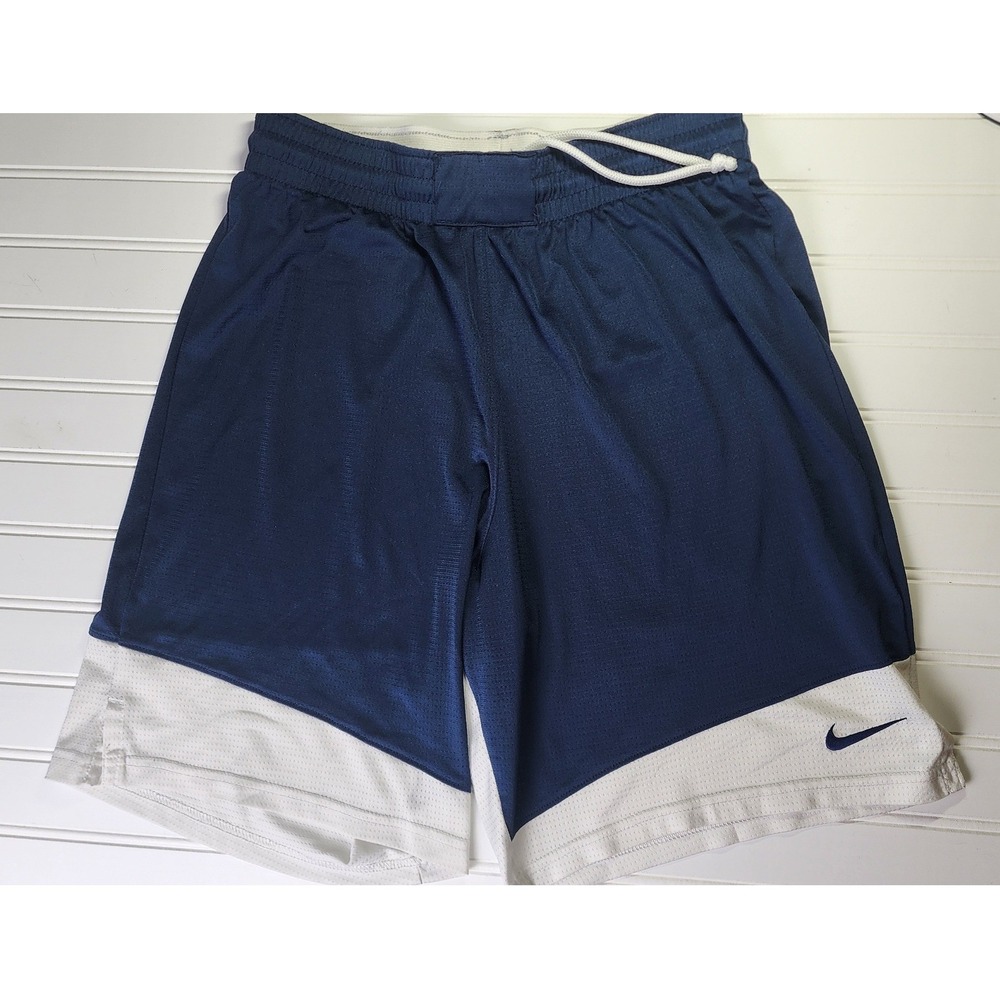 Nike Basketball Shorts Kids Medium Navy White Dri-FIT Mesh Athletic